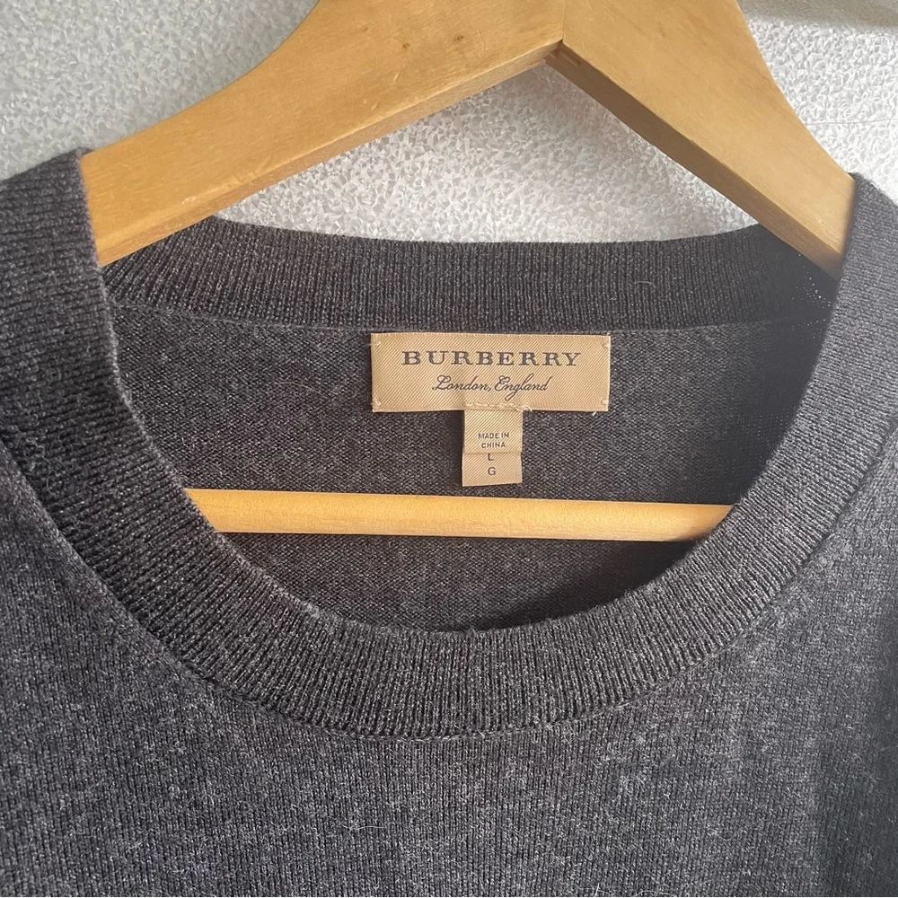 Burberry check detail arm Crewneck wool sweater
